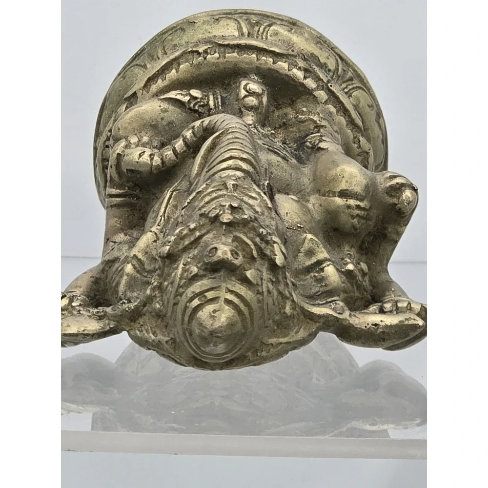 Vtg 4" Silver Plated Brass Elephant Ganesha Wealth God Buddha‎ Statue - Picture 10 of 16